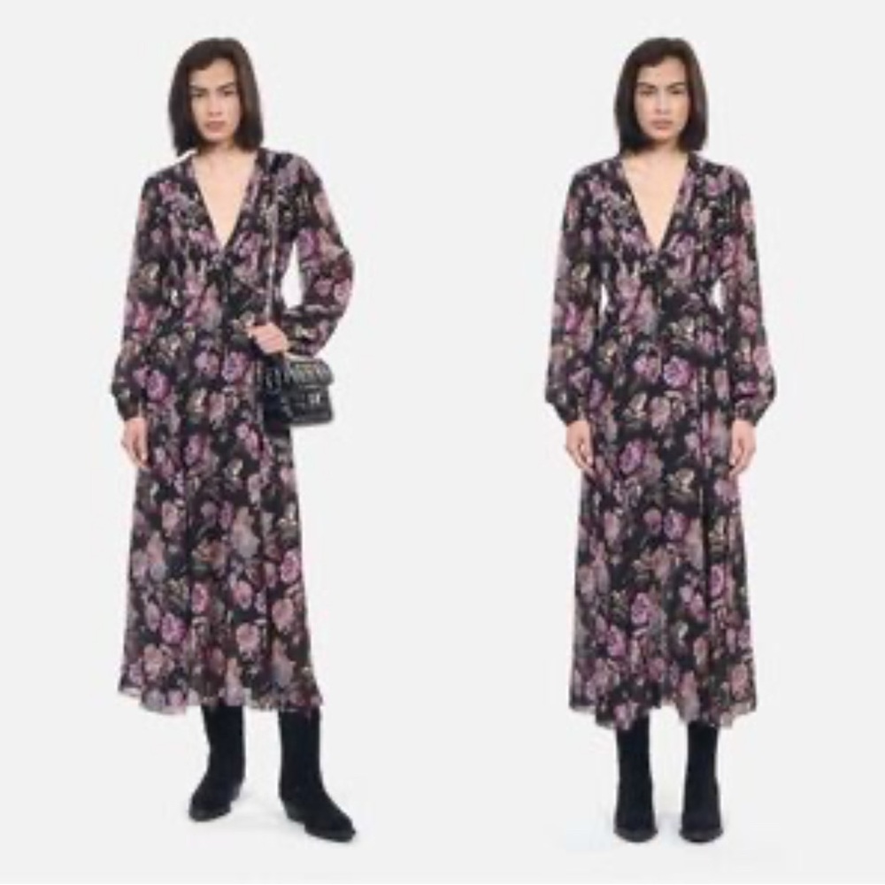NWT The Kooples black and Pink English Roses Women's Dress size Small